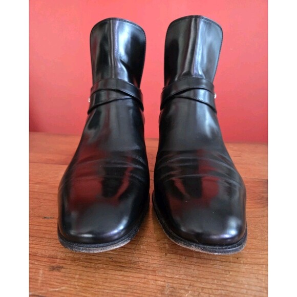 Salvatore Ferragamo Men\'s US 9D Black Leather Buckle Ankle Jodphur Boots EUC